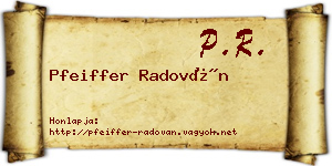 Pfeiffer Radován névjegykártya